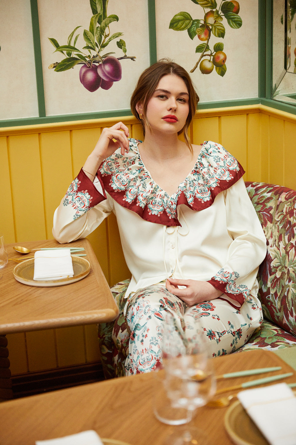 Printed wide collar shirt - vintage flower