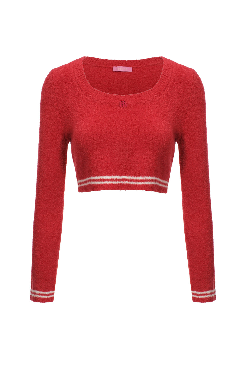 Short Cropped Loop Knit Top - Cherry Red