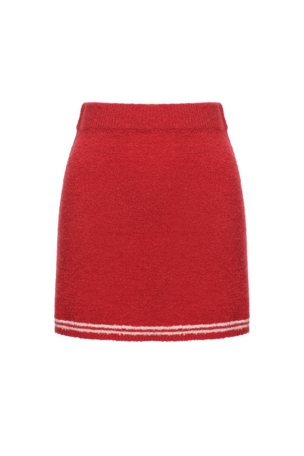 Boucle Knit Mini Skirt - Cherry Red