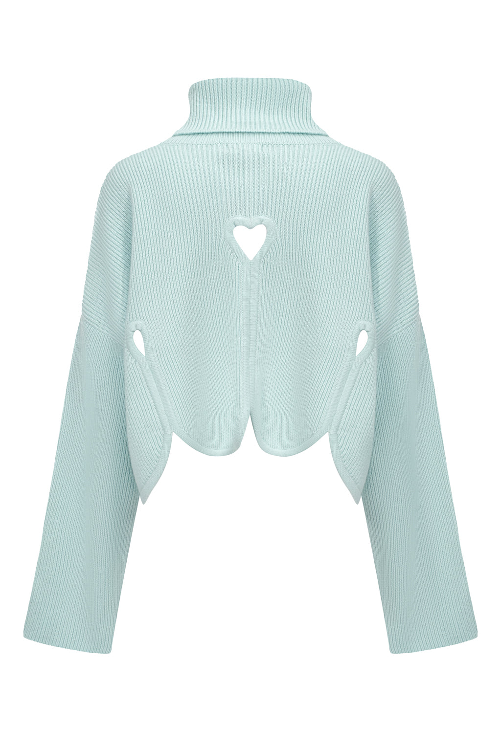 Pull en pur cachemire à découpe coeurs - vert spray