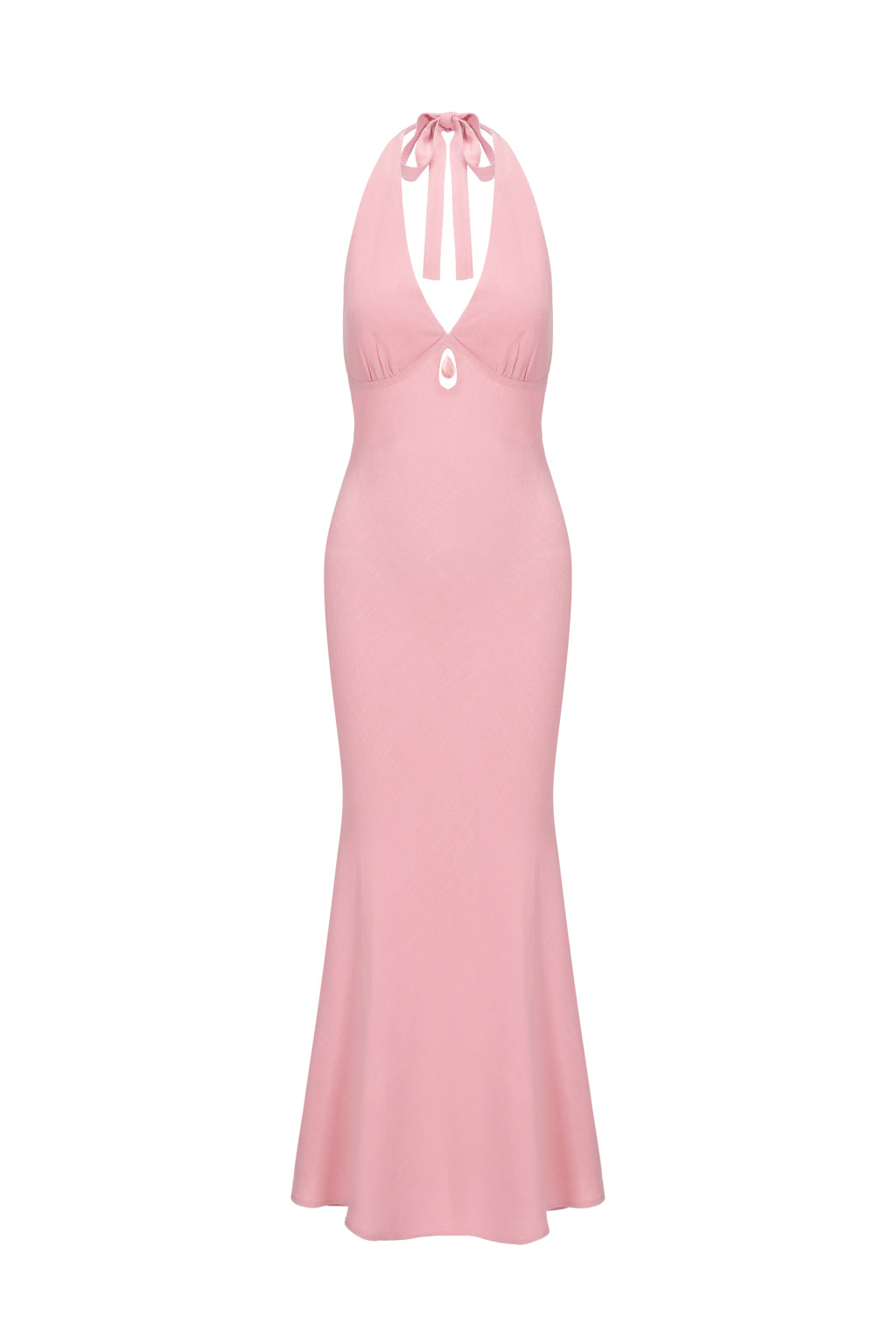 Robe midi dos nu avec cristal - Rose poudré