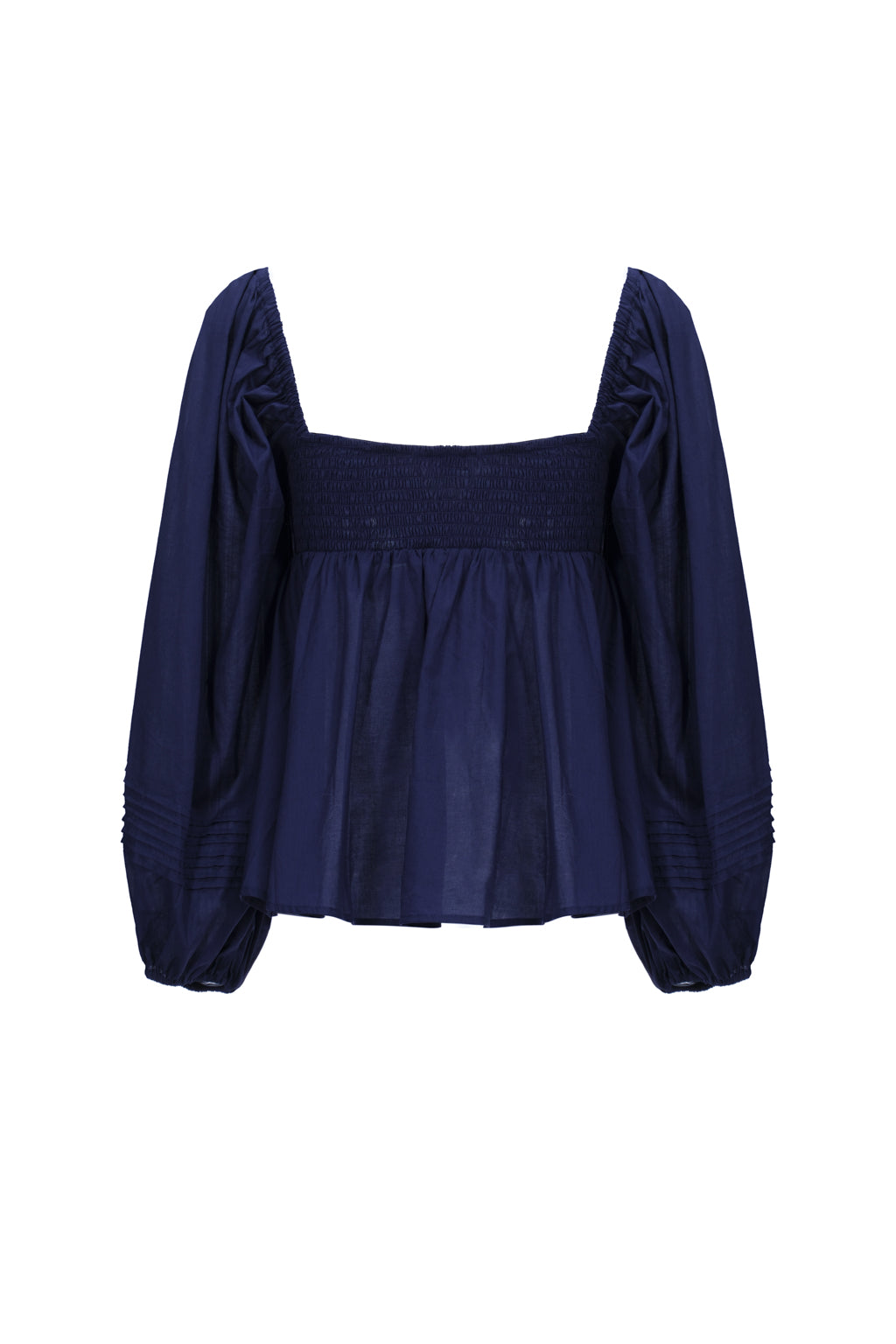 Haut à nouer avec manches bouffantes - Bleu marine Perles