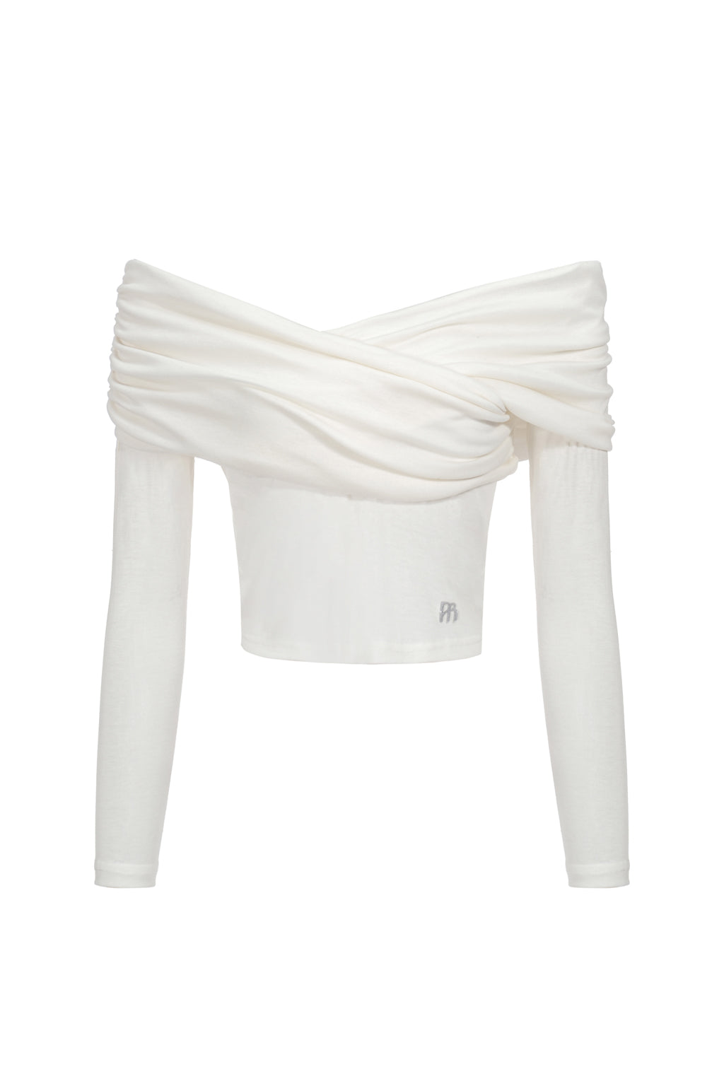 Off-shoulder ruched crossed stretch Lyocell top - off white