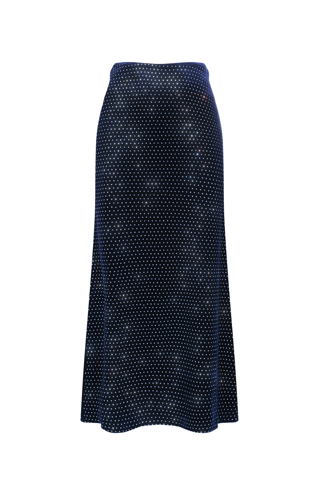 Crystal-embellished velvet midi skirt - palace blue
