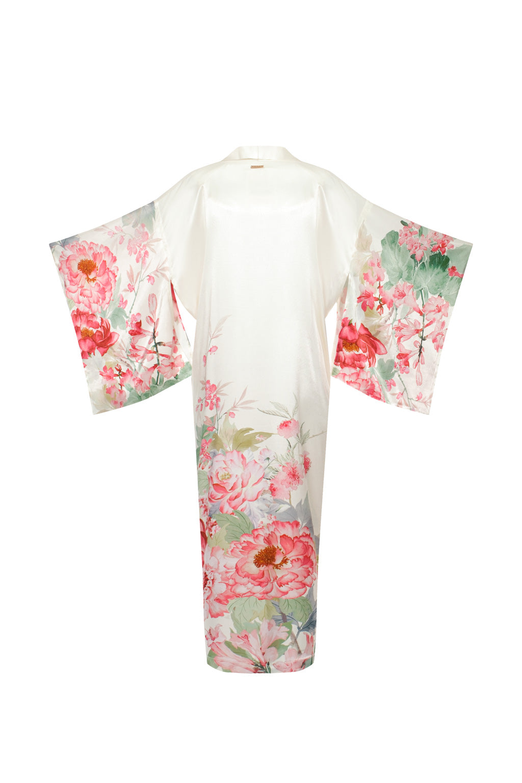 Kimono en Satin Imprimé Pivoine