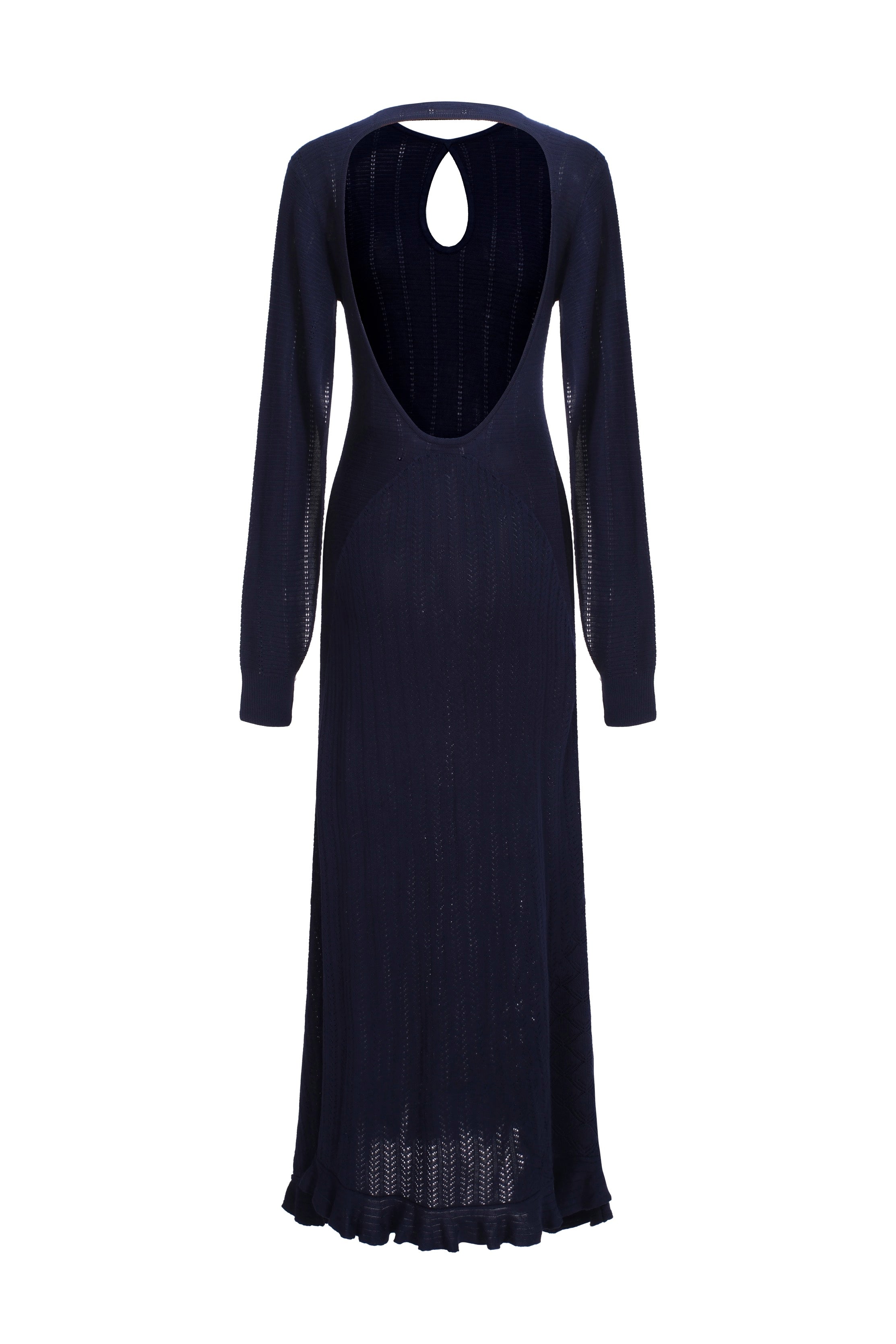 Robe en maille à dos ouvert et manches ouvertes - bleu marine