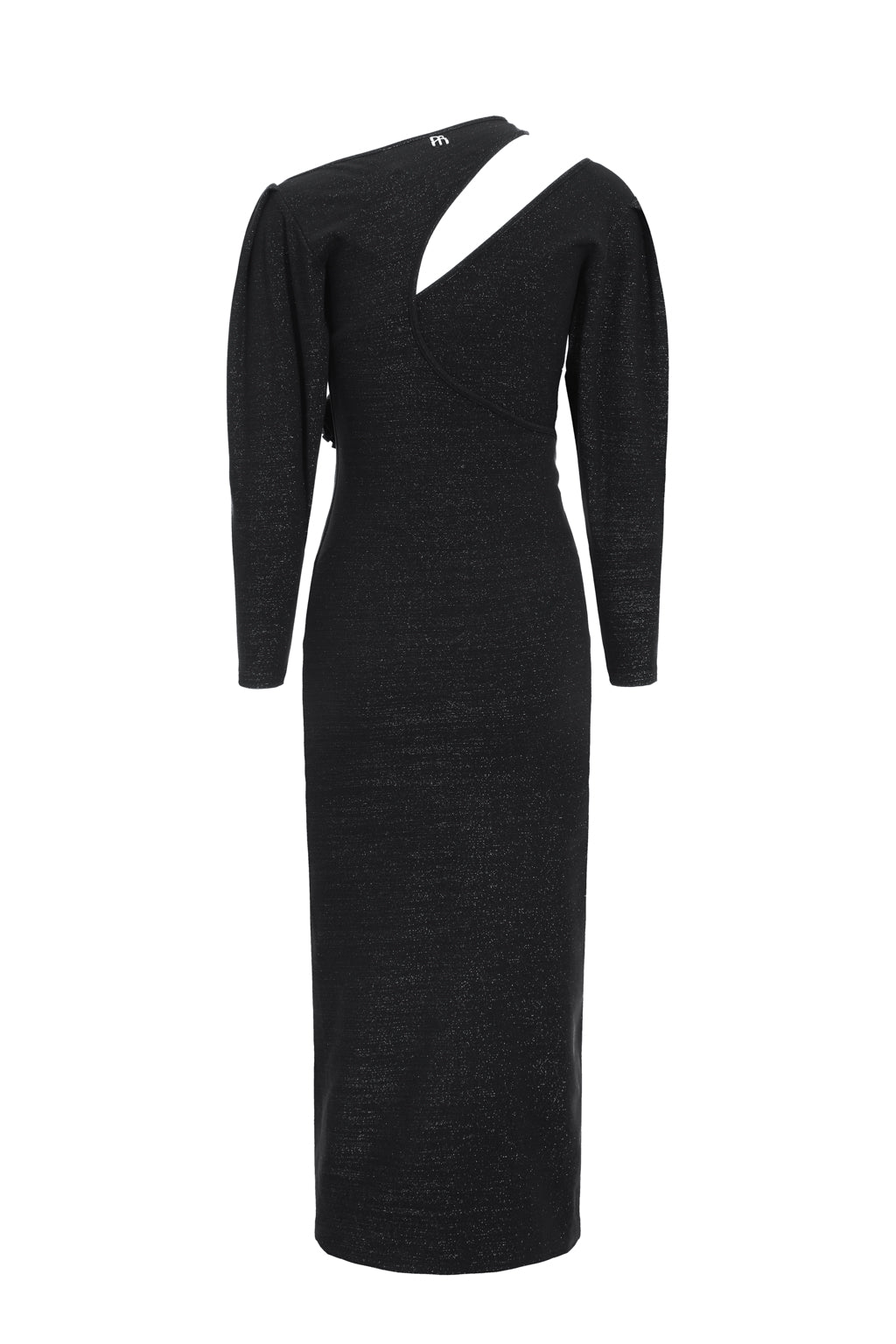 Sparkle jersey cutout midi dress with flowers - black