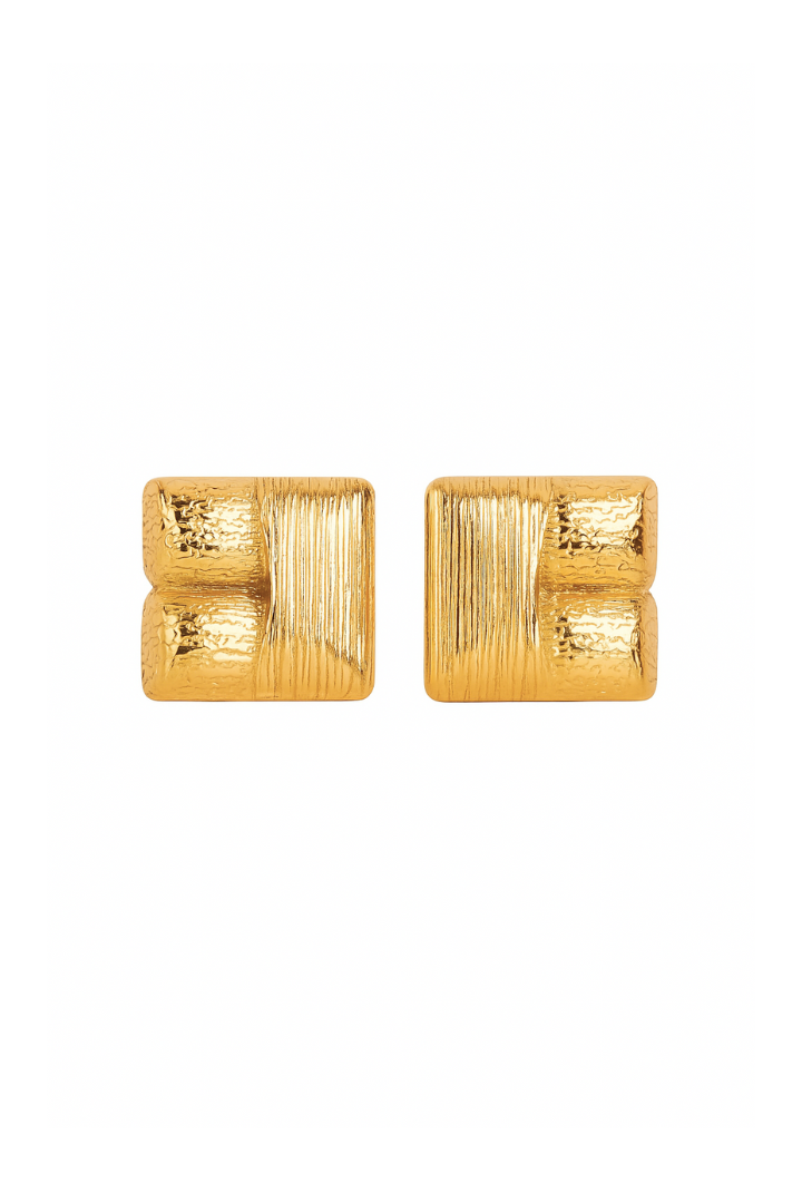 Boucles d'oreilles vintage carrées - Plaqué or