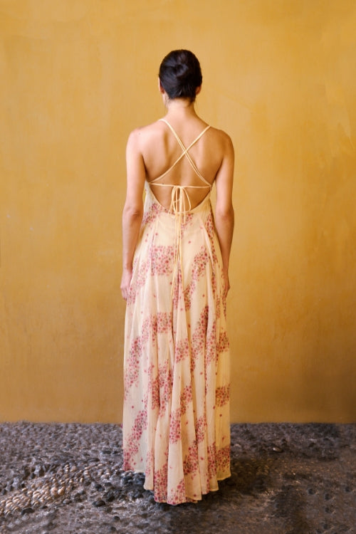 Printed Chiffon Maxi Dress  Pink