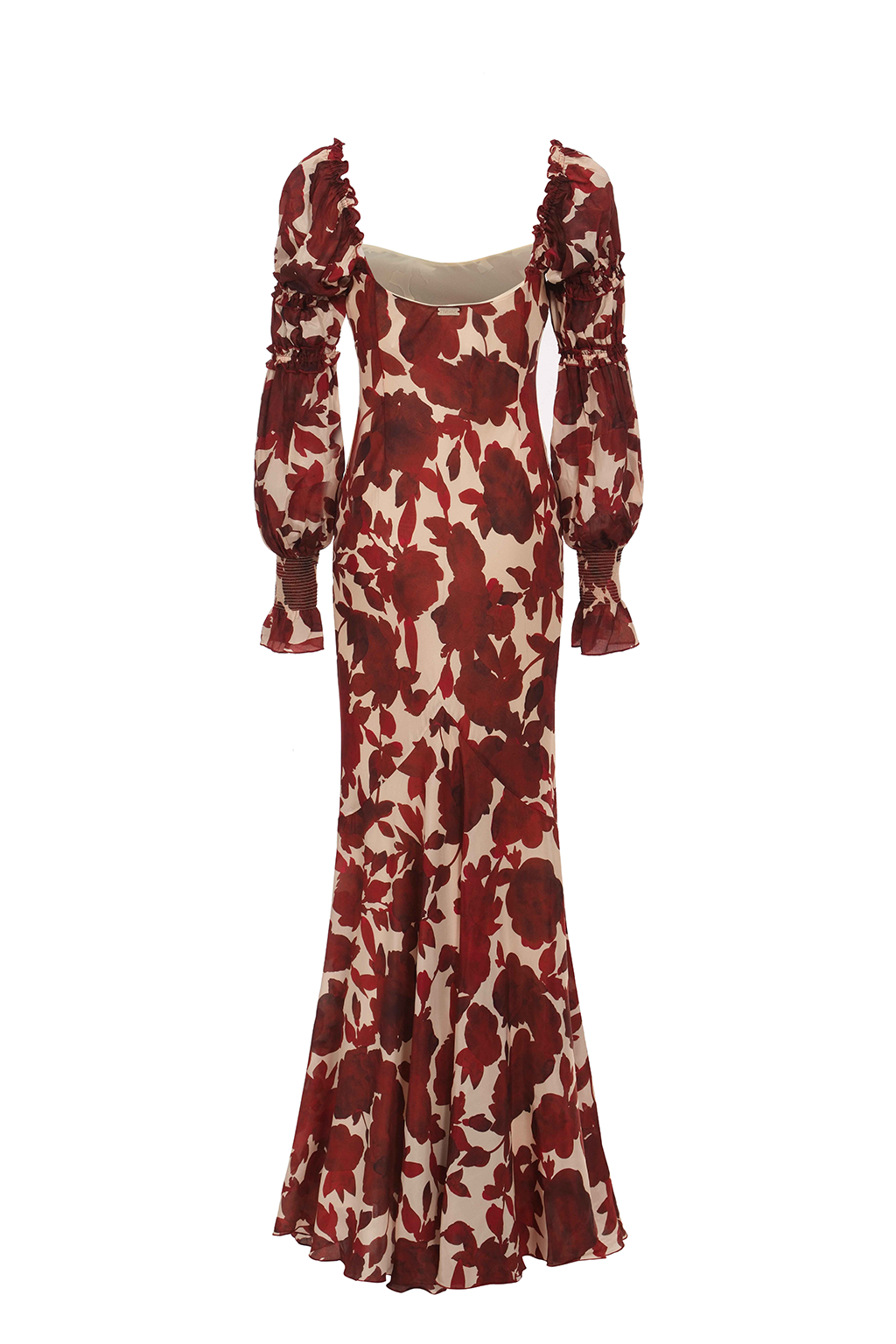 Printed crepe silk maxi dress - Red