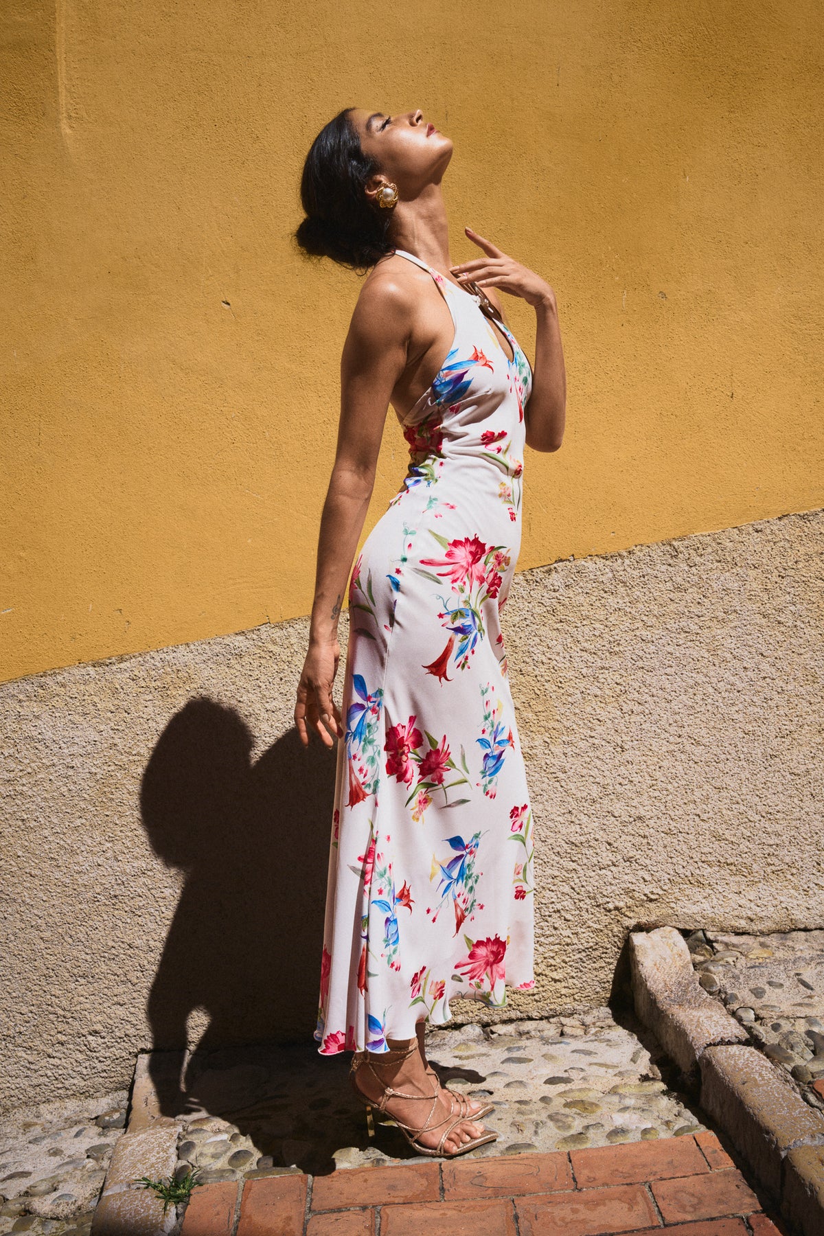 Robe dos nu à imprimé – Blanc