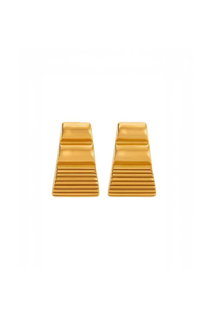 Boucles d'oreilles Pyramide à Marches - Plaqué or