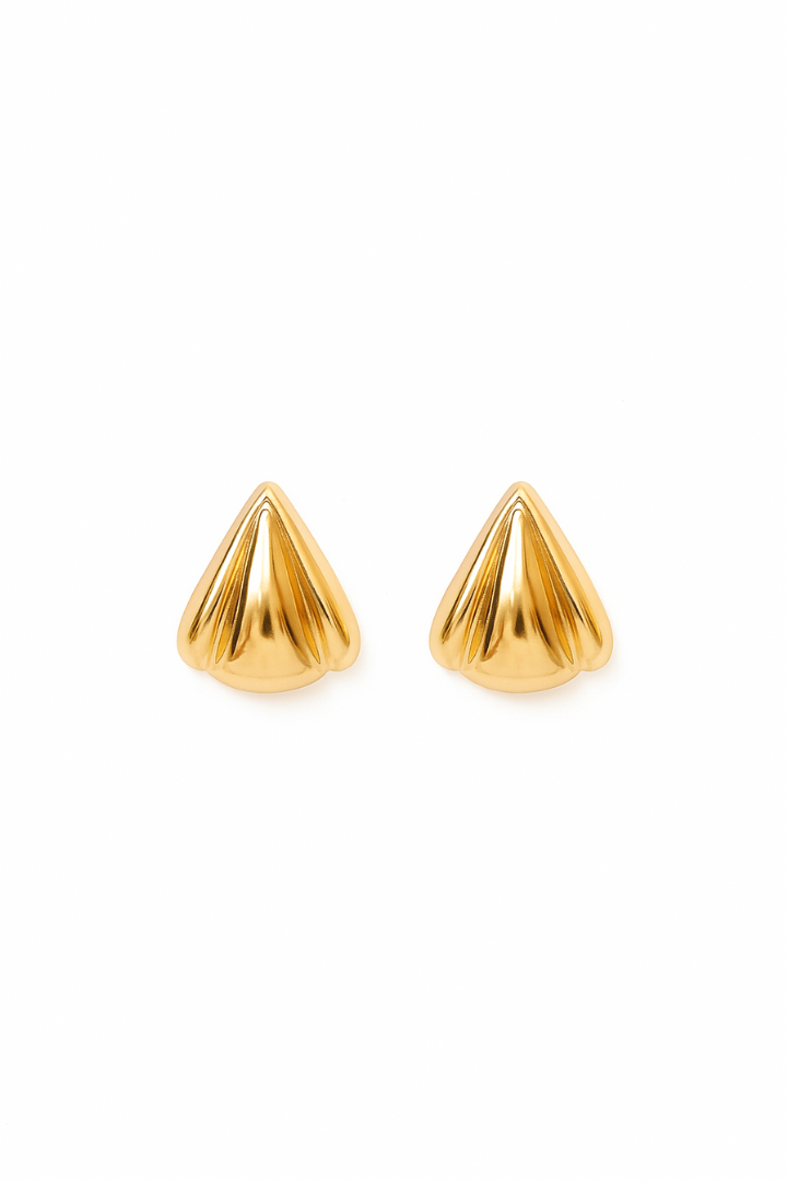 Boucles d'oreilles vintage coquillage triangle - Plaqué or