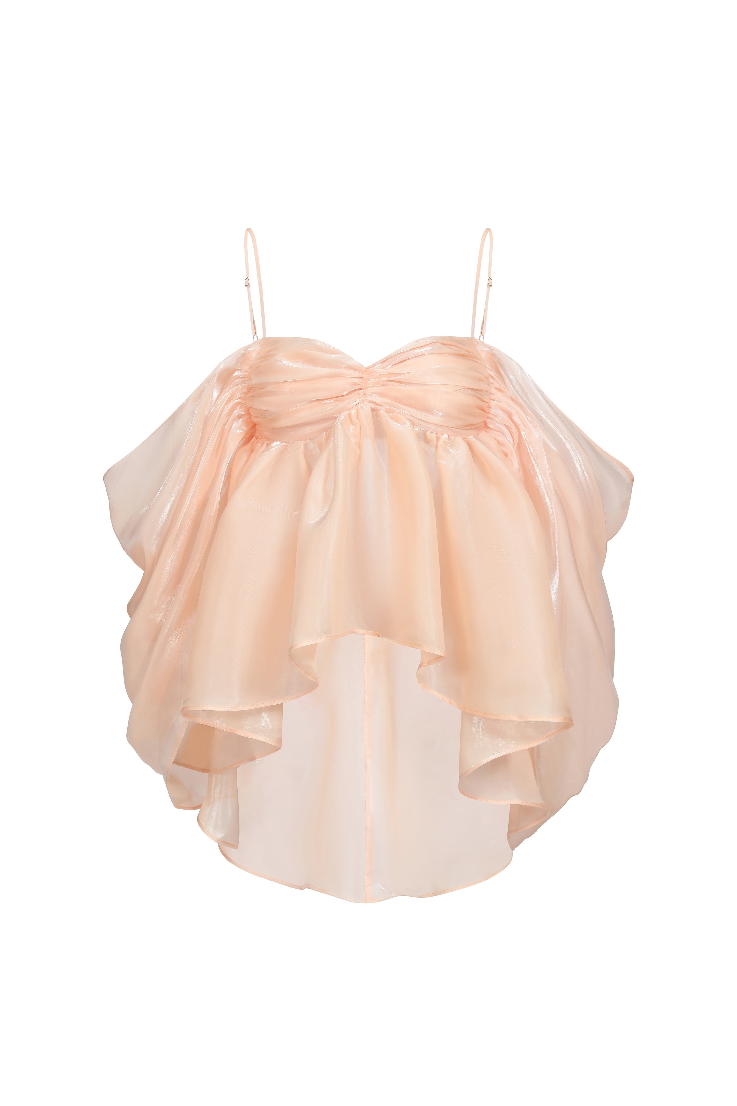 Ruffled organza open back top - Apricot