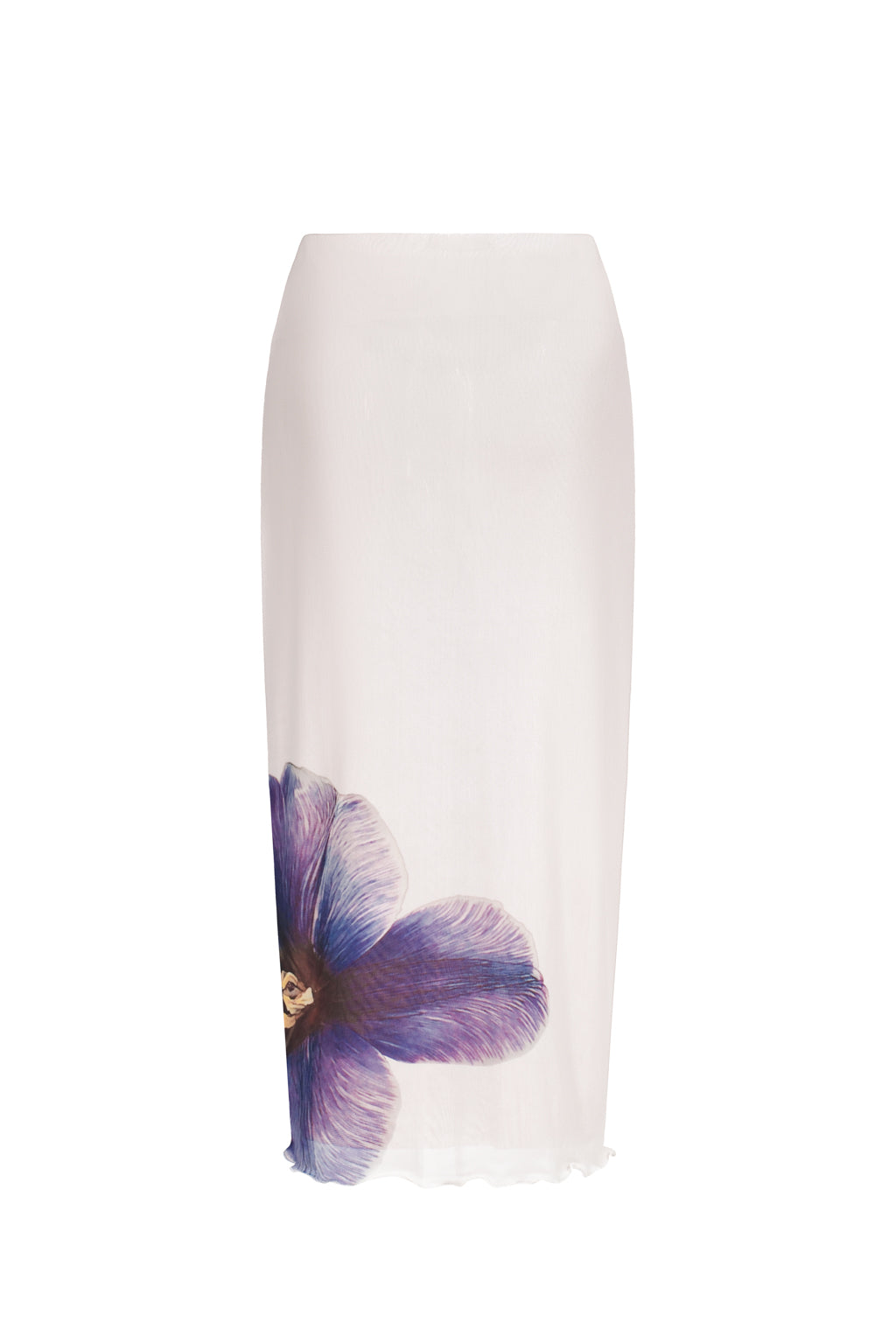 Jupe midi en tulle imprimée orchidée