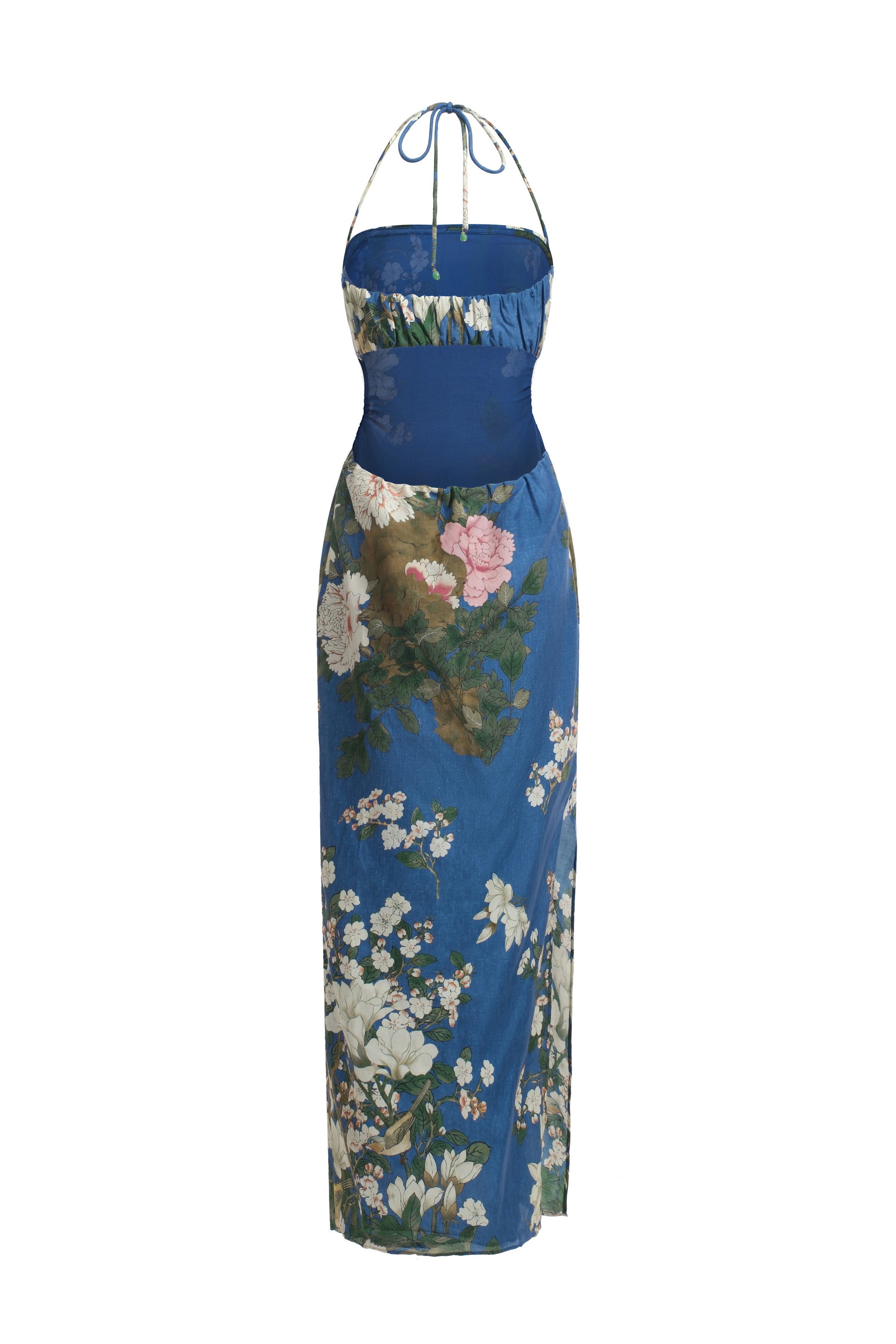 Floral-print cotton and silk-blend voile dress - Blue