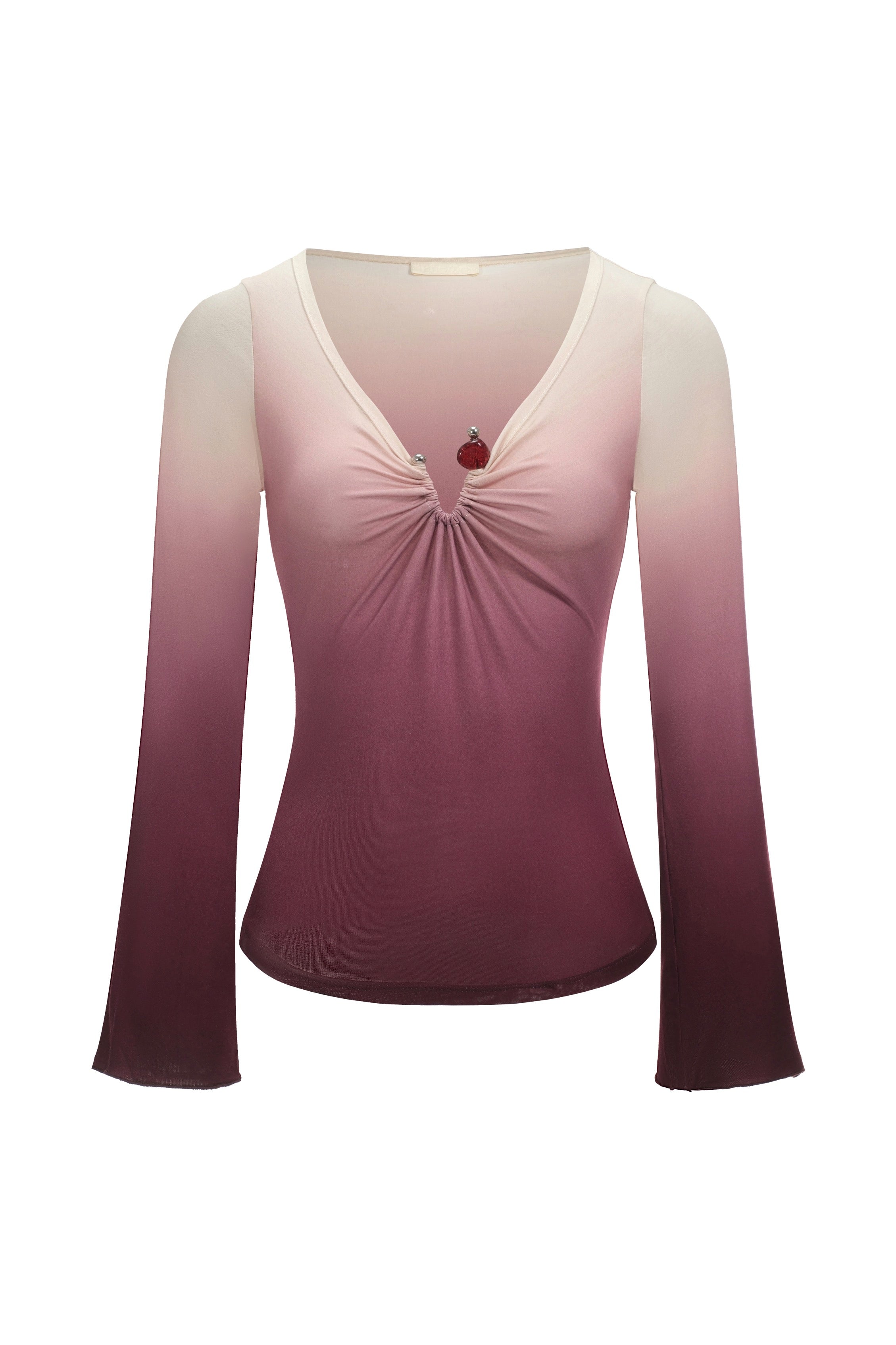 Gradient-print jersey top - Plum