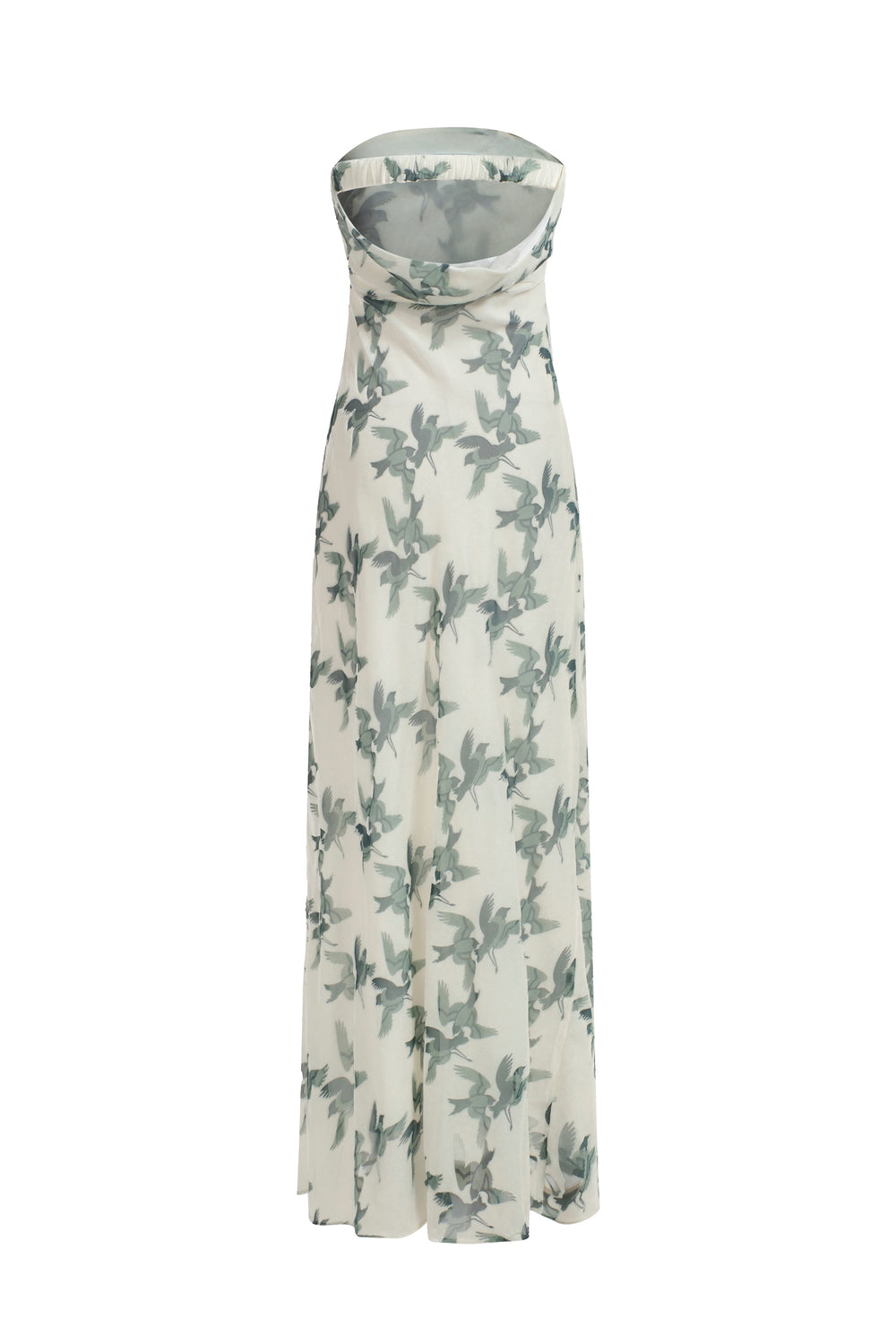 Strapless devoré velvet draped dress - Birds