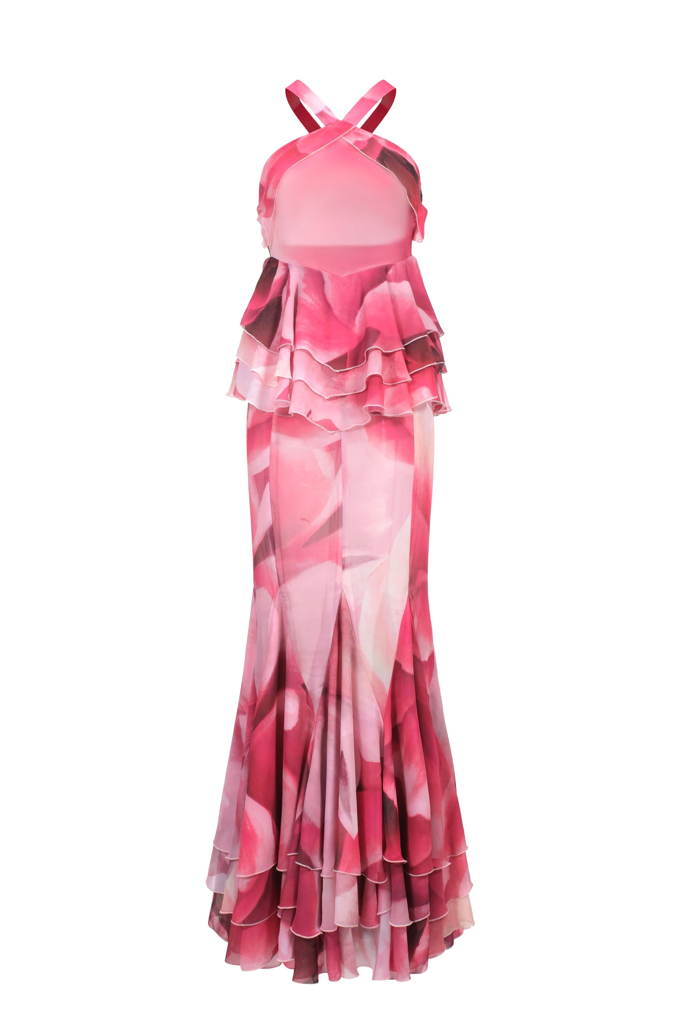 Long ruffled dress - floral print