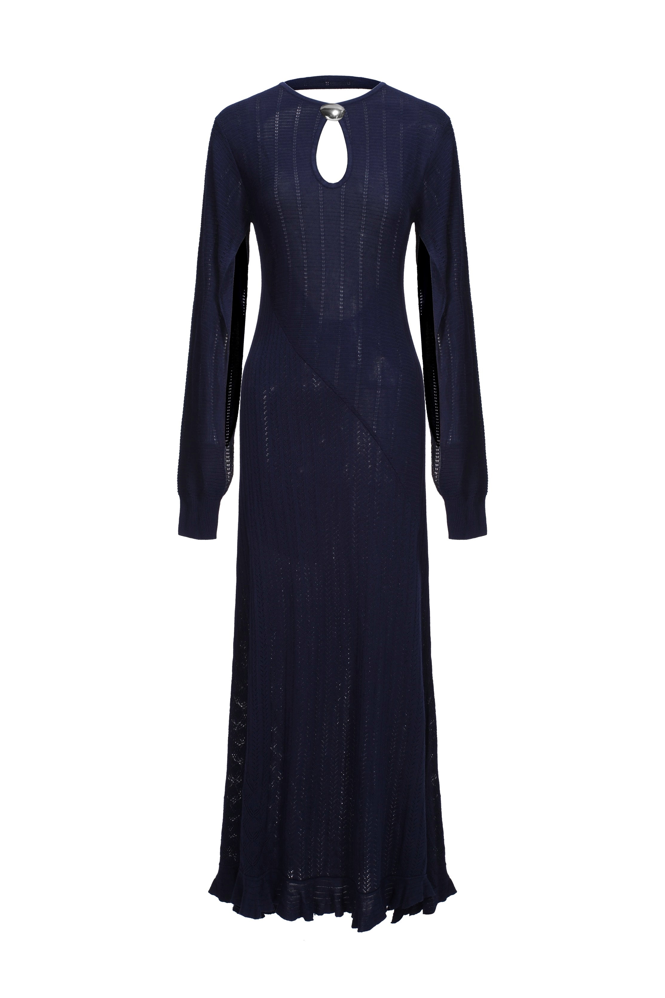 Robe en maille à dos ouvert et manches ouvertes - bleu marine