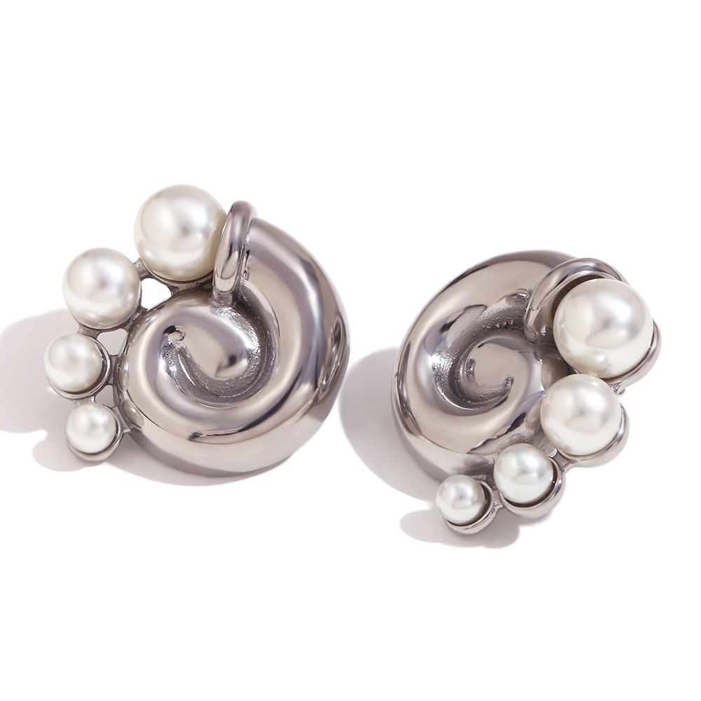 Vintage Pearl Earrings - Steel