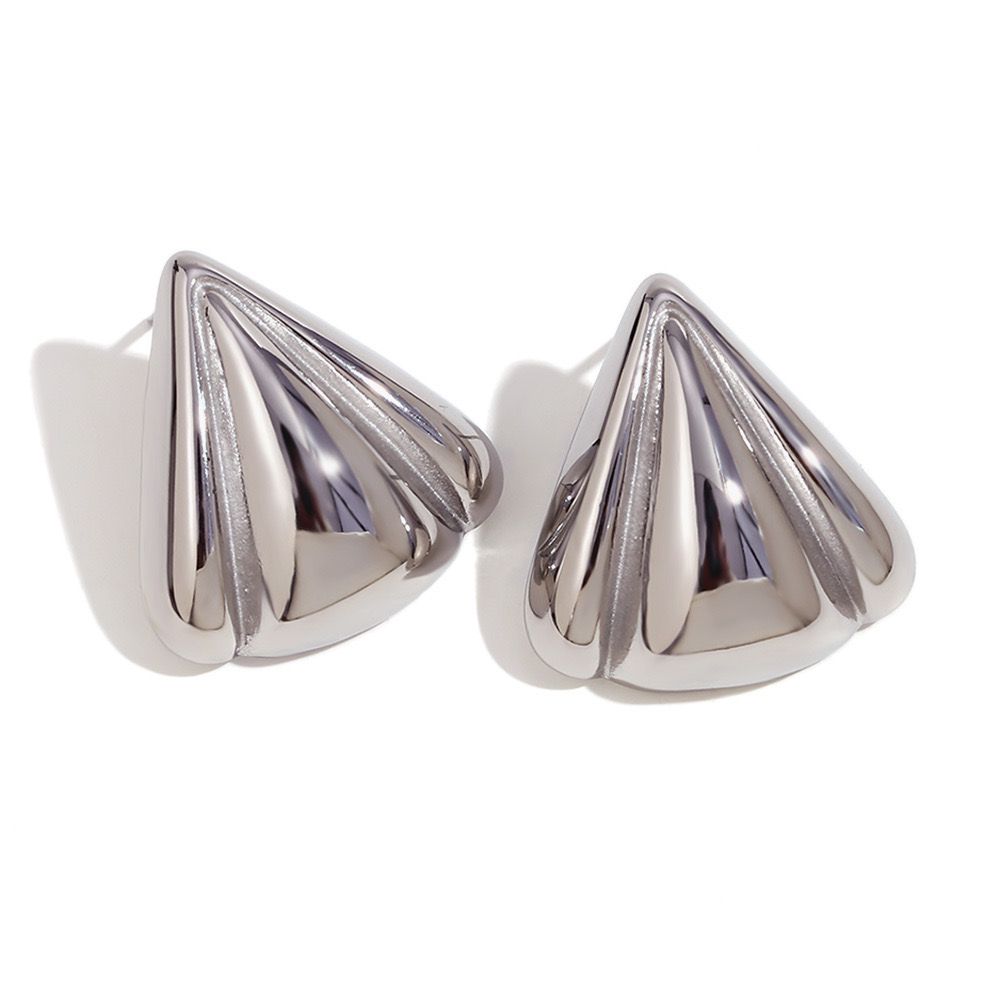 Vintage Triangle Shell Earrings - Steel