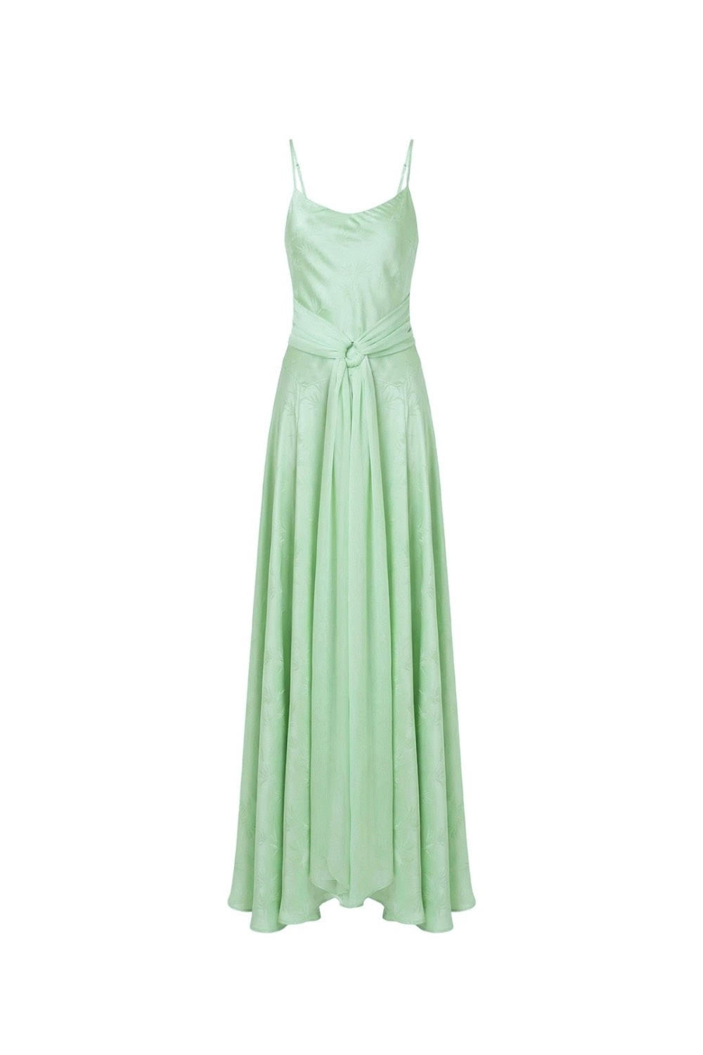 Robe en satin jacquard – Bambou vert