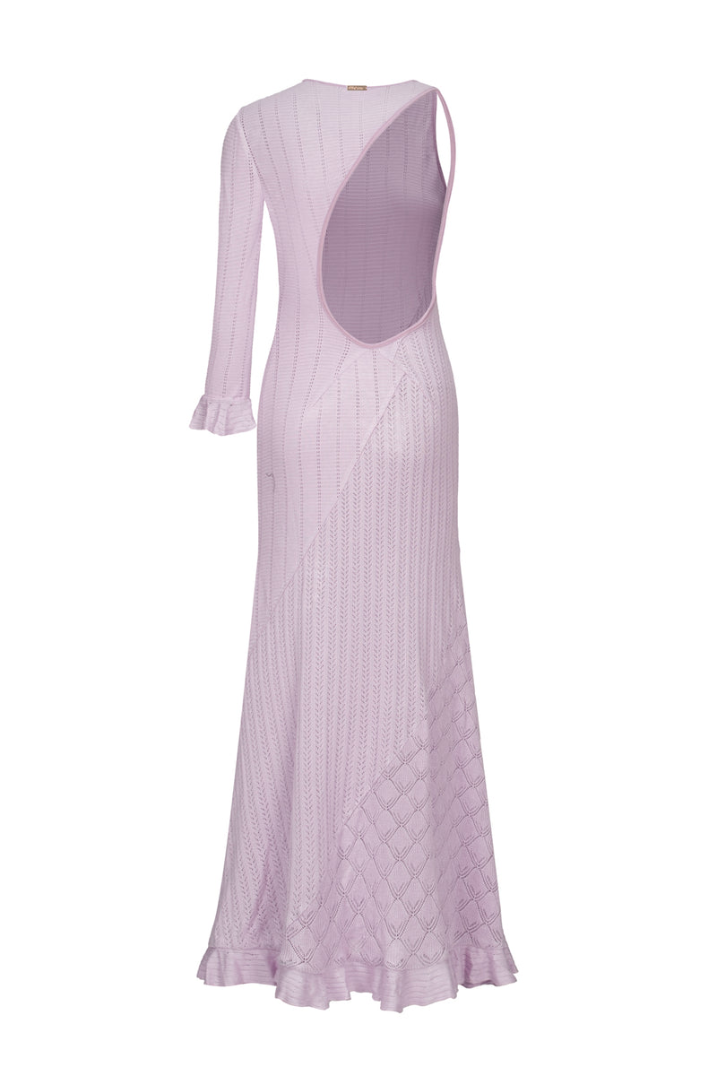 露背針織洋裝 - 紫色