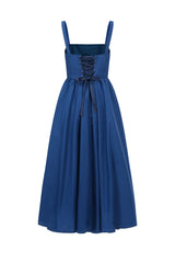 Cotton-blend Midi Dress Cobalt Blue