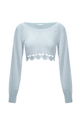 Knit Top with Crochet Grey