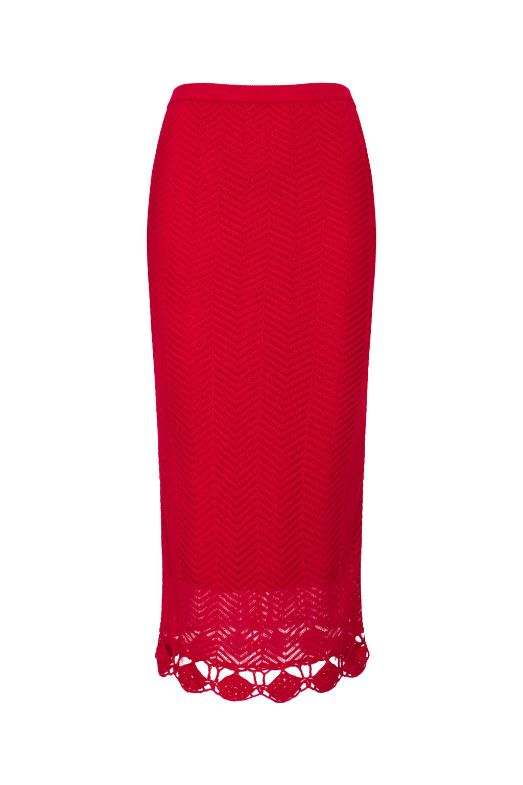 鈎編針織裙 - 紅色